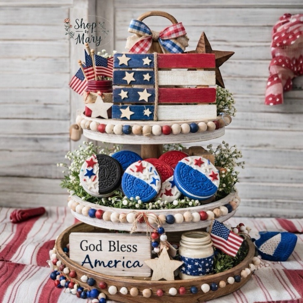 🆕 Sets of 4 Fake   cookies| Faux cookies | False  cookies patriotic